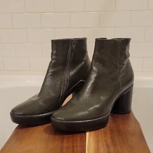 Ecco Dark Green Platform Ankle Booties